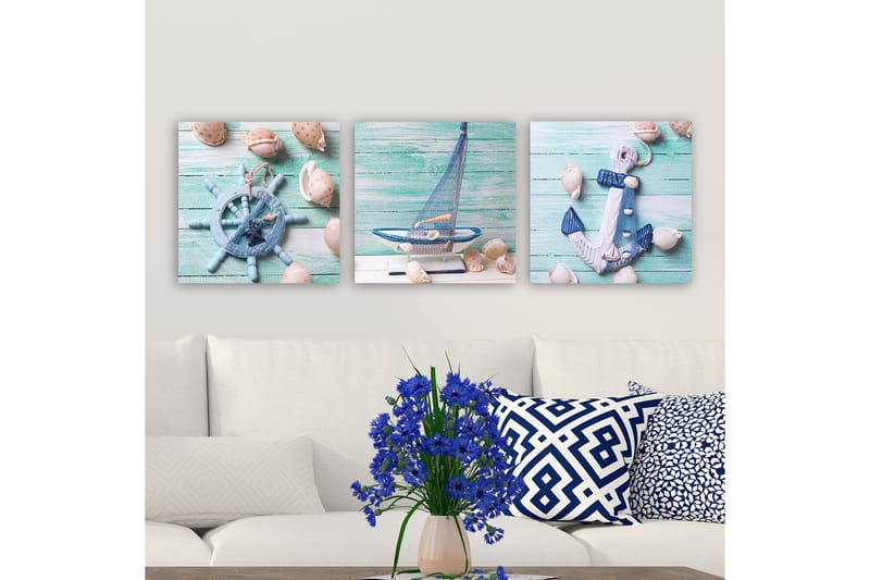 Dekorativ Canvasbilde 3-Deler 30x30 cm - Flerfarget - Innredning - Bilder & kunst - Lerretsbilder