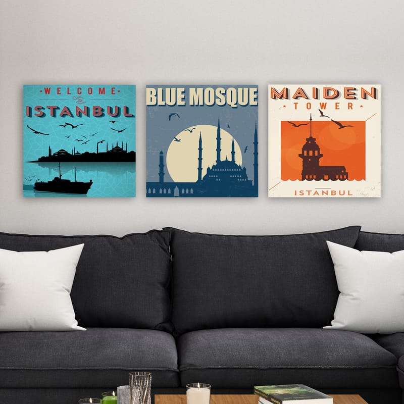 Dekorativ Canvasbilde 3-Deler 30x30 cm - Flerfarget - Innredning - Bilder & kunst - Lerretsbilder
