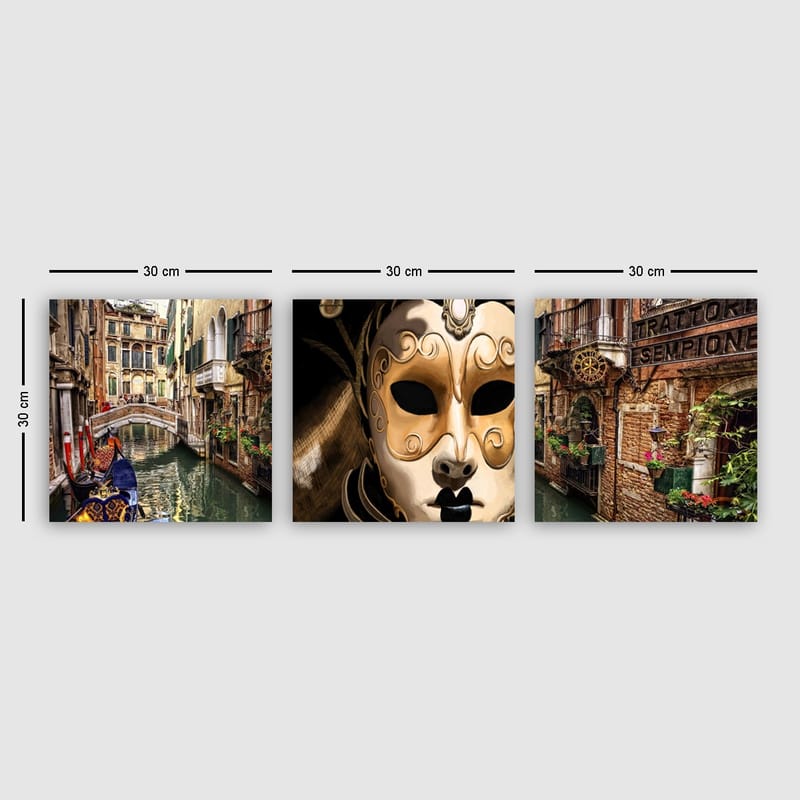 Dekorativ Canvasbilde 3-Deler 30x30 cm - Flerfarget - Innredning - Bilder & kunst - Lerretsbilder