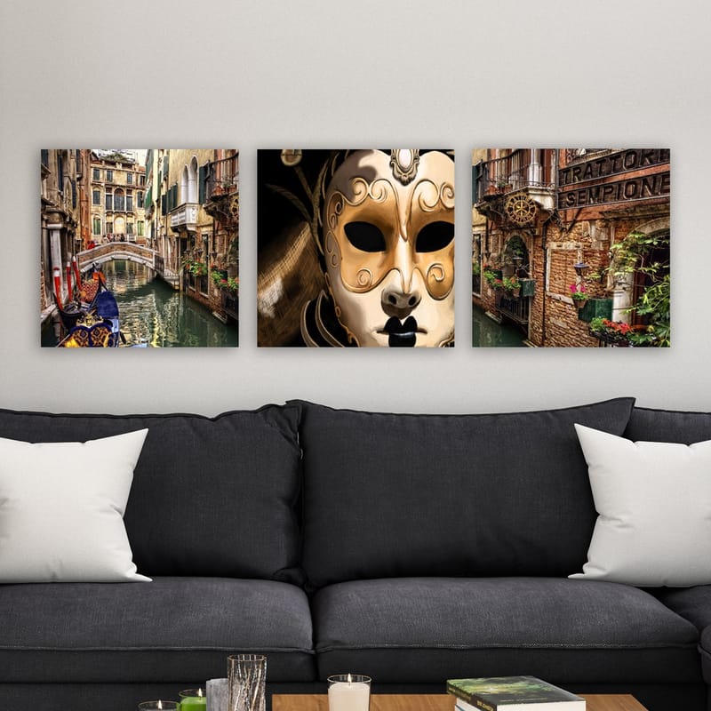 Dekorativ Canvasbilde 3-Deler 30x30 cm - Flerfarget - Innredning - Bilder & kunst - Lerretsbilder
