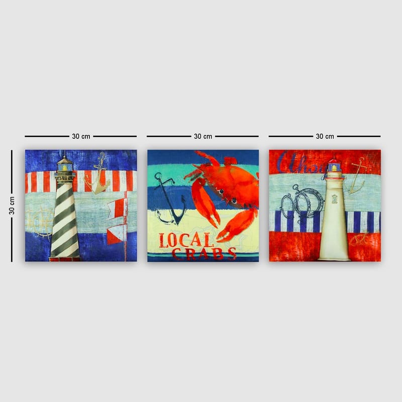 Dekorativ Canvasbilde 3-Deler 30x30 cm - Flerfarget - Innredning - Bilder & kunst - Lerretsbilder