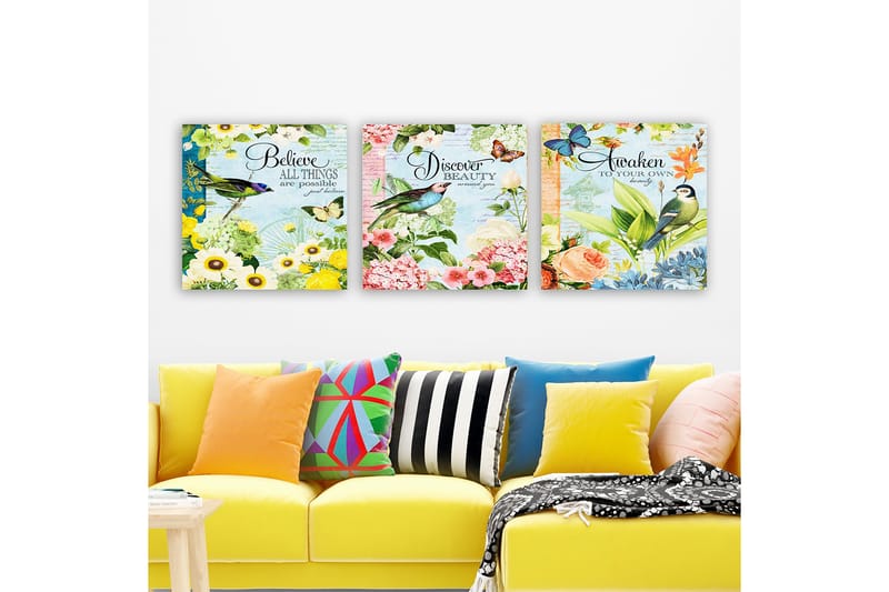 Dekorativ Canvasbilde 3-Deler 30x30 cm - Flerfarget - Innredning - Bilder & kunst - Lerretsbilder