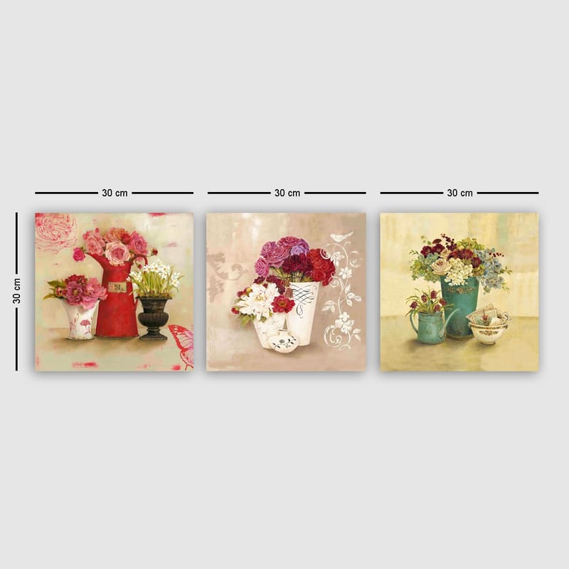 Dekorativ Canvasbilde 3-Deler 30x30 cm - Flerfarget - Innredning - Bilder & kunst - Lerretsbilder