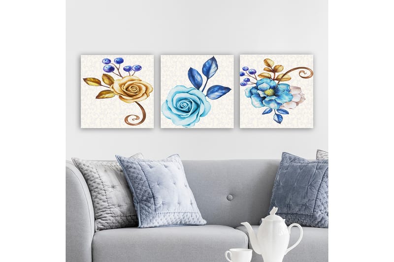 Dekorativ Canvasbilde 3-Deler 30x30 cm - Flerfarget - Innredning - Bilder & kunst - Lerretsbilder