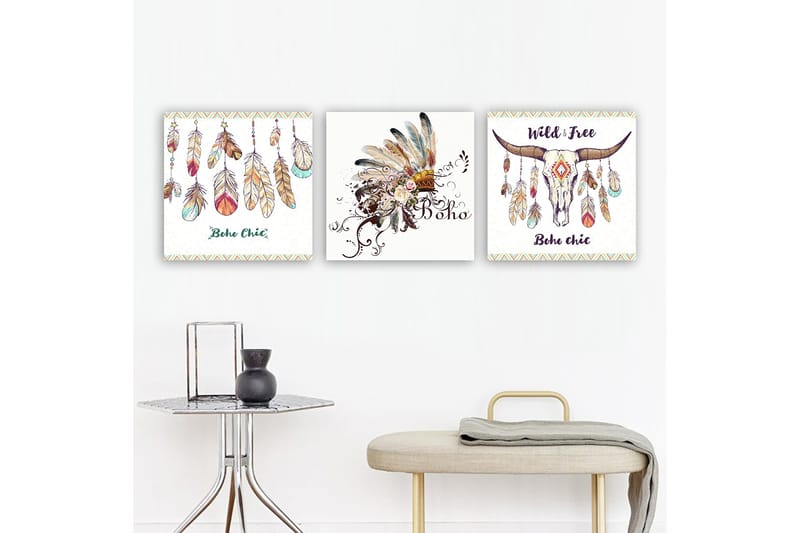 Dekorativ Canvasbilde 3-Deler 30x30 cm - Flerfarget - Innredning - Bilder & kunst - Lerretsbilder