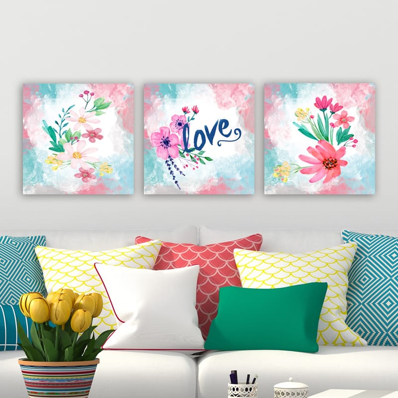 Dekorativ Canvasbilde 3-Deler 30x30 cm - Flerfarget - Innredning - Bilder & kunst - Lerretsbilder
