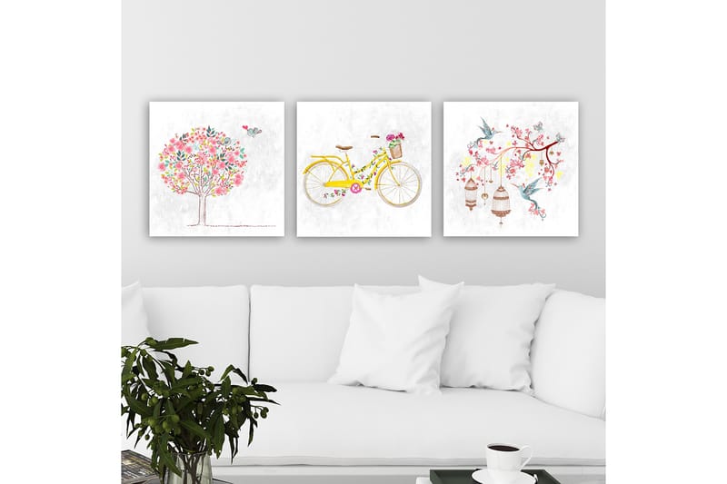 Dekorativ Canvasbilde 3-Deler 30x30 cm - Flerfarget - Innredning - Bilder & kunst - Lerretsbilder
