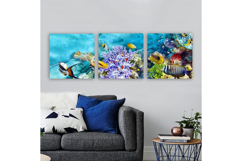 Dekorativ Canvasbilde 3-Deler 30x30 cm - Flerfarget - Innredning - Bilder & kunst - Lerretsbilder
