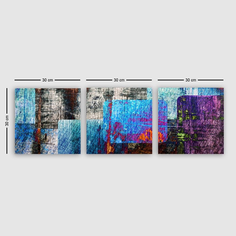 Dekorativ Canvasbilde 3-Deler 30x30 cm - Flerfarget - Innredning - Bilder & kunst - Lerretsbilder