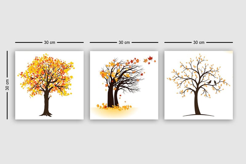 Dekorativ Canvasbilde 3-Deler 30x30 cm - Flerfarget - Innredning - Bilder & kunst - Lerretsbilder