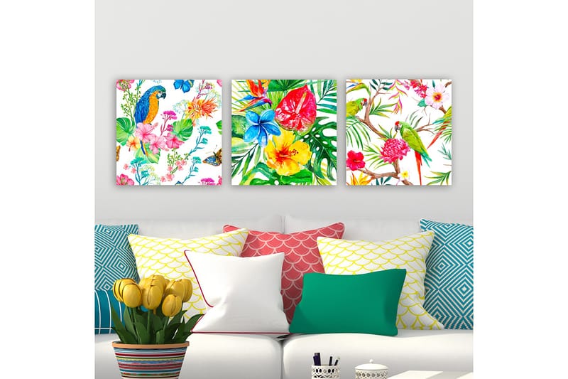 Dekorativ Canvasbilde 3-Deler 30x30 cm - Flerfarget - Innredning - Bilder & kunst - Lerretsbilder