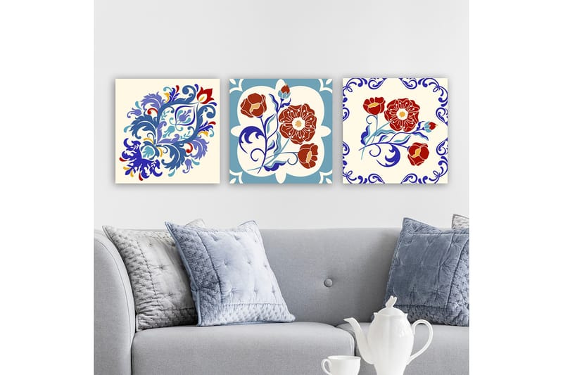Dekorativ Canvasbilde 3-Deler 30x30 cm - Flerfarget - Innredning - Bilder & kunst - Lerretsbilder
