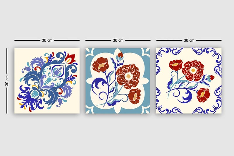 Dekorativ Canvasbilde 3-Deler 30x30 cm - Flerfarget - Innredning - Bilder & kunst - Lerretsbilder