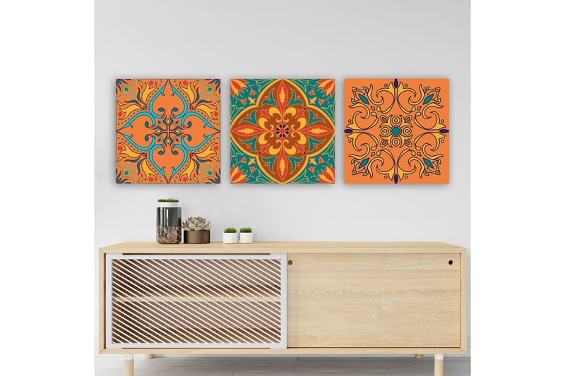 Dekorativ Canvasbilde 3-Deler 30x30 cm - Flerfarget - Innredning - Bilder & kunst - Lerretsbilder