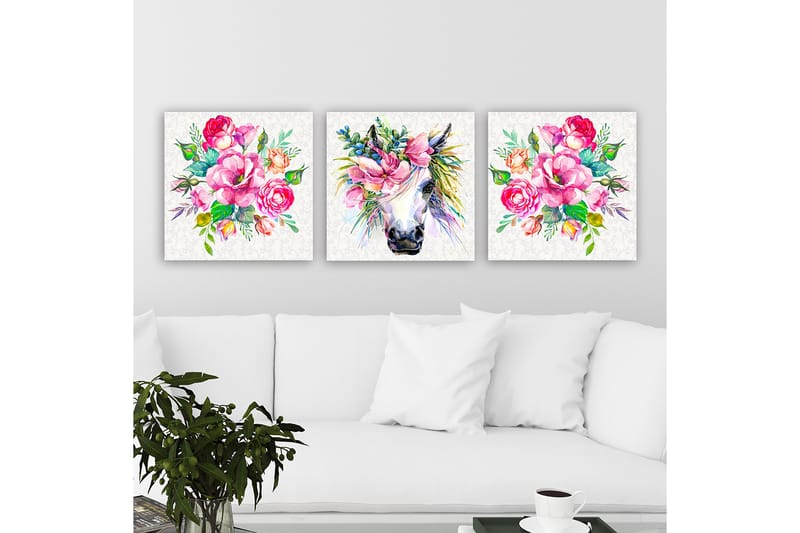 Dekorativ Canvasbilde 3-Deler 30x30 cm - Flerfarget - Innredning - Bilder & kunst - Lerretsbilder