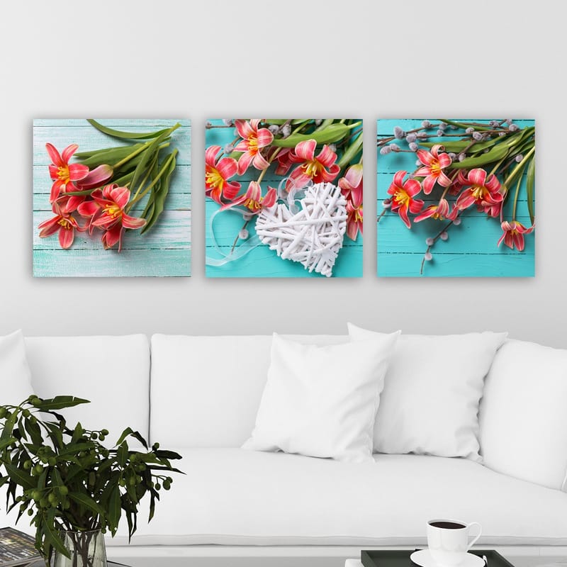 Dekorativ Canvasbilde 3-Deler 30x30 cm - Flerfarget - Innredning - Bilder & kunst - Lerretsbilder