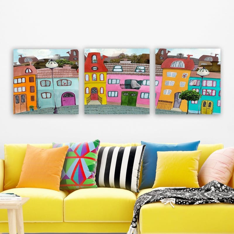 Dekorativ Canvasbilde 3-Deler 30x30 cm - Flerfarget - Innredning - Bilder & kunst - Lerretsbilder