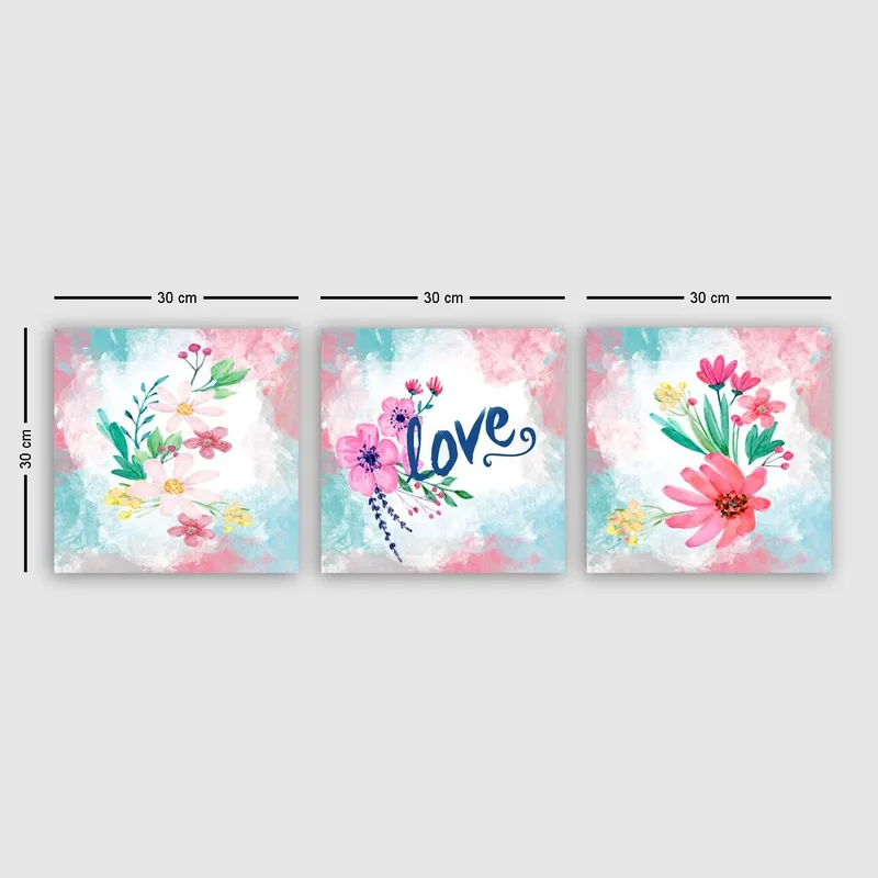 Dekorativ Canvasbilde 3-Deler 30x30 cm, Flerfarget