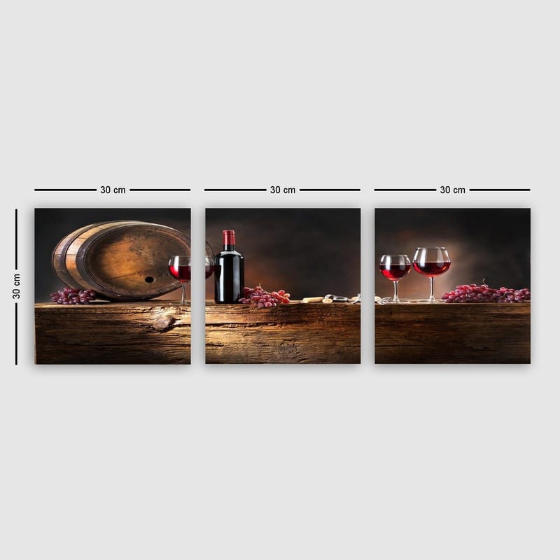 Dekorativ Canvasbilde 3-Deler 30x30 cm, Flerfarget