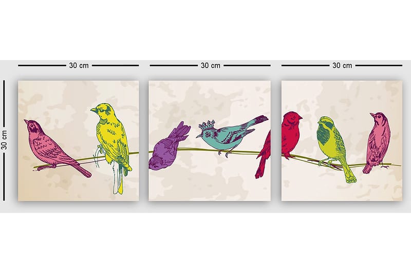 Dekorativ Canvasbilde 3-Deler 30x30 cm - Flerfarget - Innredning - Bilder & kunst - Lerretsbilder