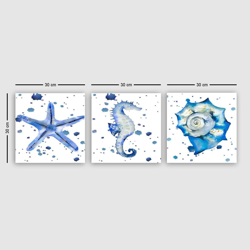 Dekorativ Canvasbilde 3-Deler 30x30 cm, Flerfarget