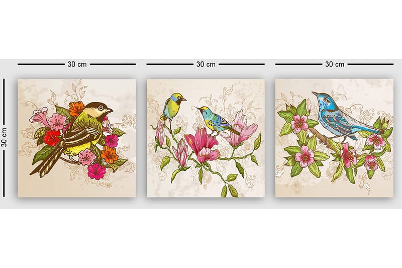Dekorativ Canvasbilde 3-Deler 30x30 cm - Flerfarget - Innredning - Bilder & kunst - Lerretsbilder