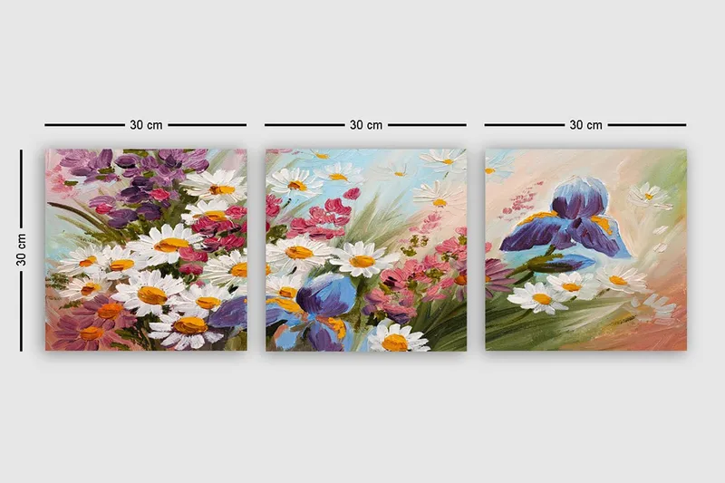 Dekorativ Canvasbilde 3-Deler 30x30 cm - Flerfarget - Innredning - Bilder & kunst - Lerretsbilder