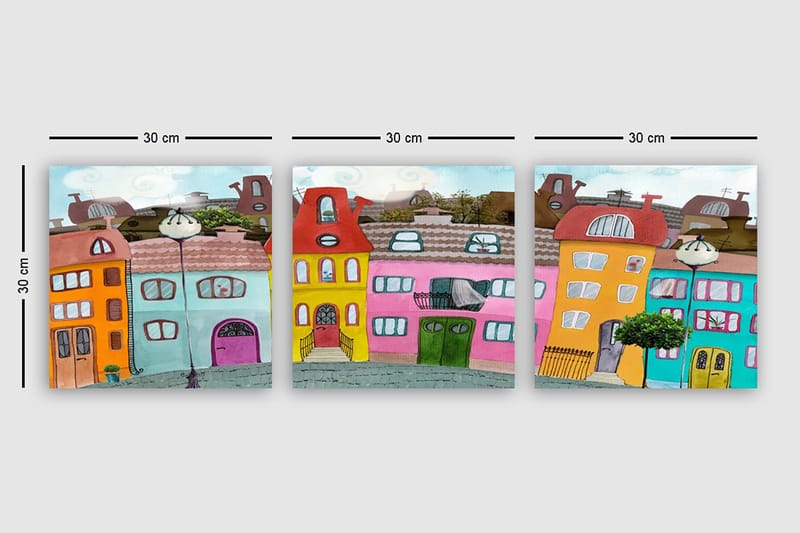 Dekorativ Canvasbilde 3-Deler 30x30 cm - Flerfarget - Innredning - Bilder & kunst - Lerretsbilder
