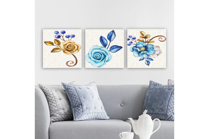 Dekorativ Canvasbilde 3-Deler 30x30 cm, Flerfarget