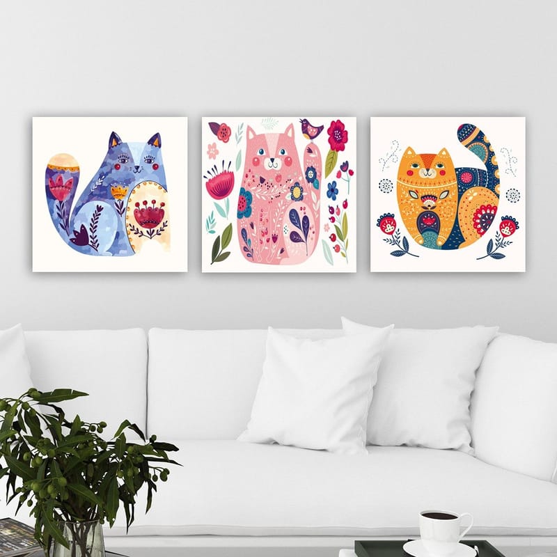 Dekorativ Canvasbilde 3-Deler 30x30 cm, Flerfarget