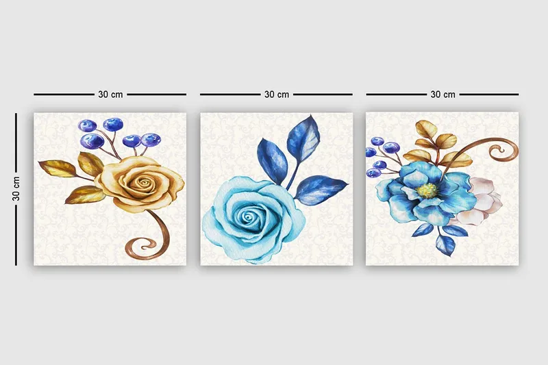 Dekorativ Canvasbilde 3-Deler 30x30 cm - Flerfarget - Innredning - Bilder & kunst - Lerretsbilder