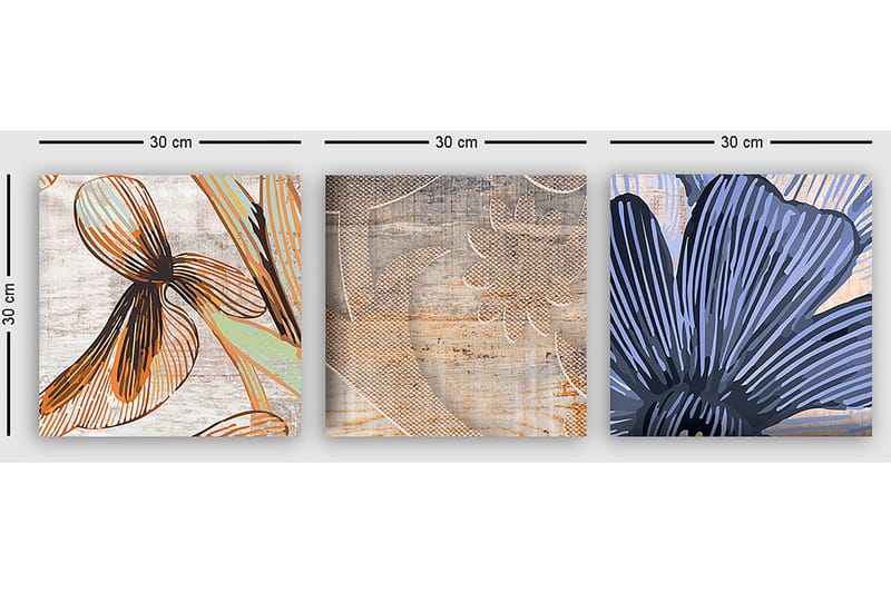Dekorativ Canvasbilde 3-Deler 30x30 cm - Flerfarget - Innredning - Bilder & kunst - Lerretsbilder