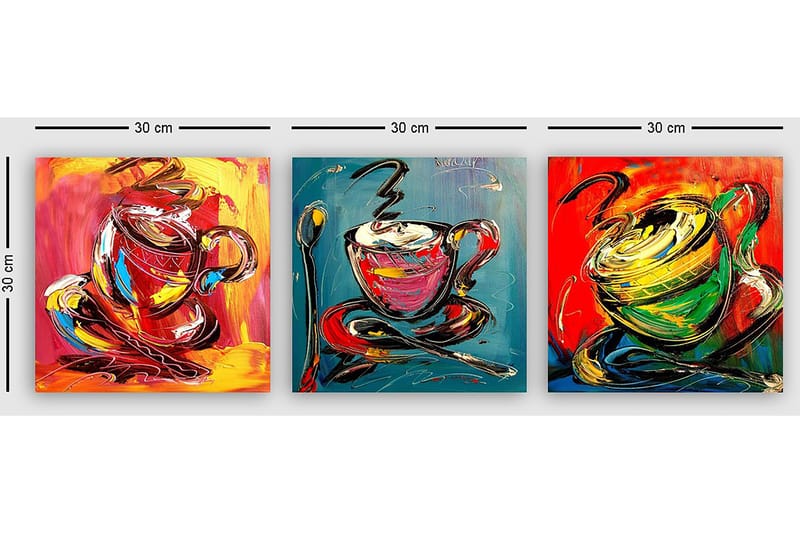 Dekorativ Canvasbilde 3-Deler 30x30 cm - Flerfarget - Innredning - Bilder & kunst - Lerretsbilder