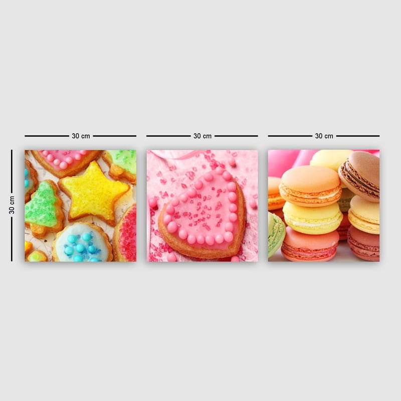 Dekorativ Canvasbilde 3-Deler 30x30 cm, Flerfarget