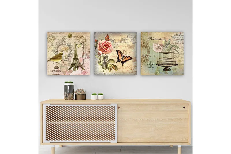 Dekorativ Canvasbilde 3-Deler 30x30 cm, Flerfarget