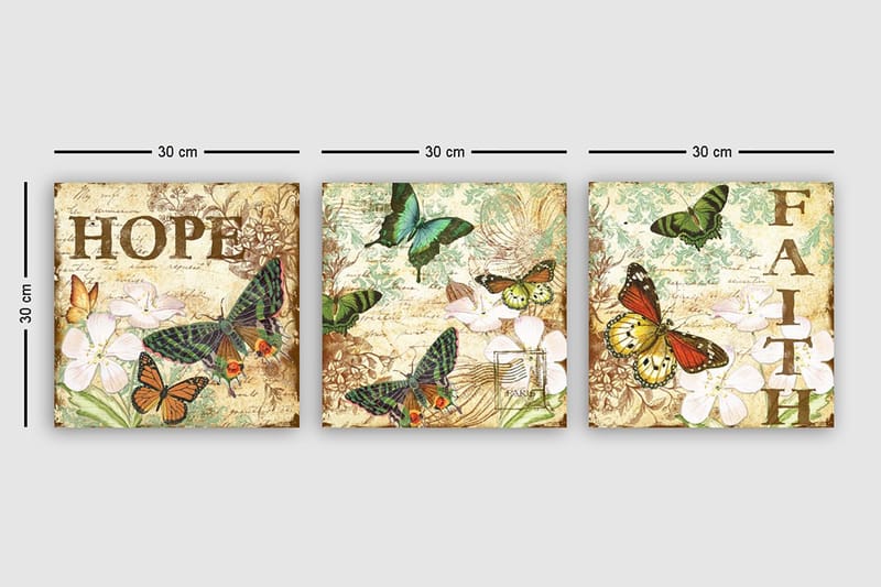 Dekorativ Canvasbilde 3-Deler 30x30 cm - Flerfarget - Innredning - Bilder & kunst - Lerretsbilder