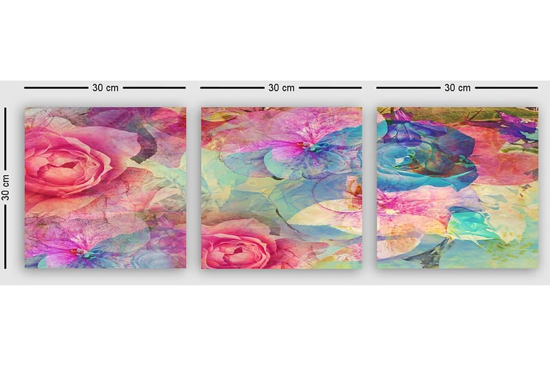 Dekorativ Canvasbilde 3-Deler 30x30 cm - Flerfarget - Innredning - Bilder & kunst - Lerretsbilder