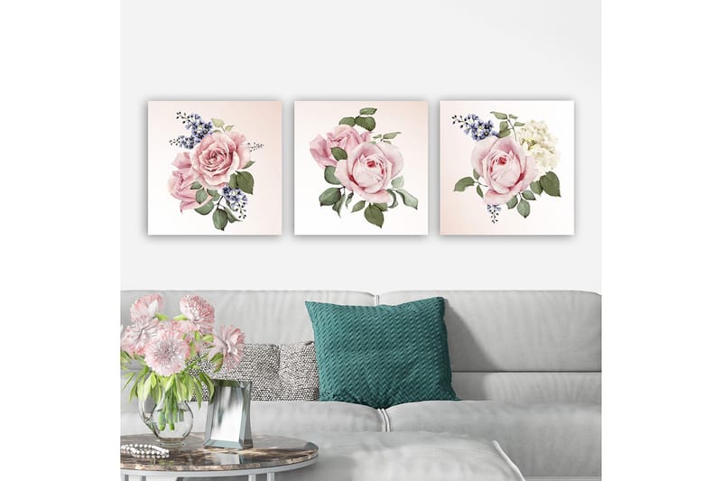 Dekorativ Canvasbilde 3-Deler 30x30 cm, Flerfarget