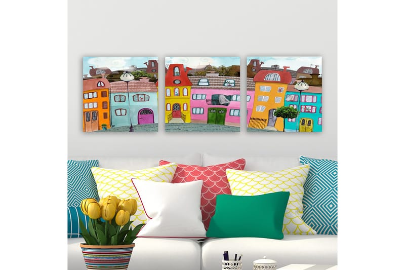 Dekorativ Canvasbilde 3-Deler 30x30 cm, Flerfarget