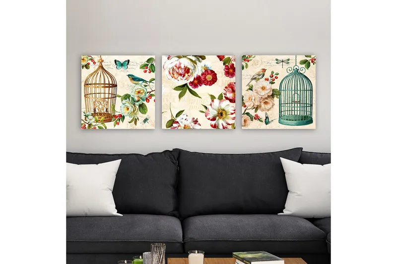 Dekorativ Canvasbilde 3-Deler 30x30 cm, Flerfarget