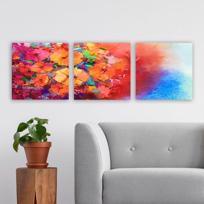 Dekorativ Canvasbilde 3-Deler 30x30 cm - Flerfarget - Innredning - Bilder & kunst - Lerretsbilder