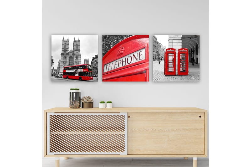 Dekorativ Canvasbilde 3-Deler 30x30 cm, Flerfarget