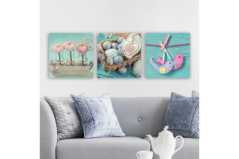 Dekorativ Canvasbilde 3-Deler 30x30 cm - Flerfarget - Innredning - Bilder & kunst - Lerretsbilder