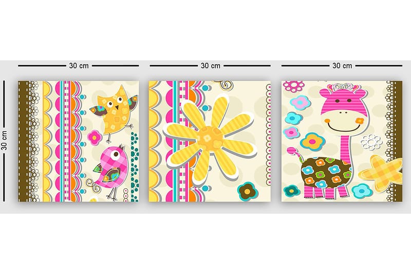 Dekorativ Canvasbilde 3-Deler 30x30 cm - Flerfarget - Innredning - Bilder & kunst - Lerretsbilder