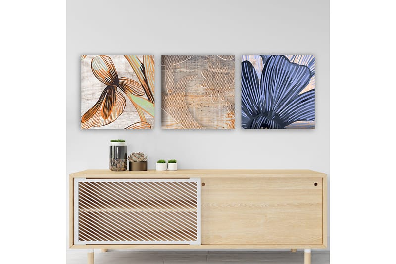 Dekorativ Canvasbilde 3-Deler 30x30 cm, Flerfarget