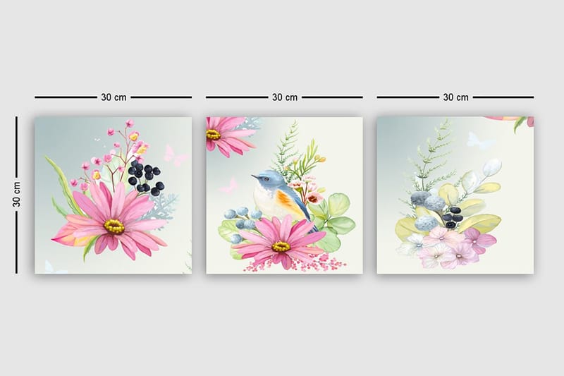 Dekorativ Canvasbilde 3-Deler 30x30 cm - Flerfarget - Innredning - Bilder & kunst - Lerretsbilder