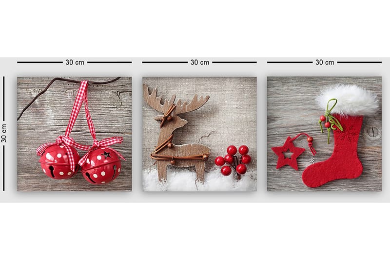 Dekorativ Canvasbilde 3-Deler 30x30 cm - Flerfarget - Innredning - Bilder & kunst - Lerretsbilder