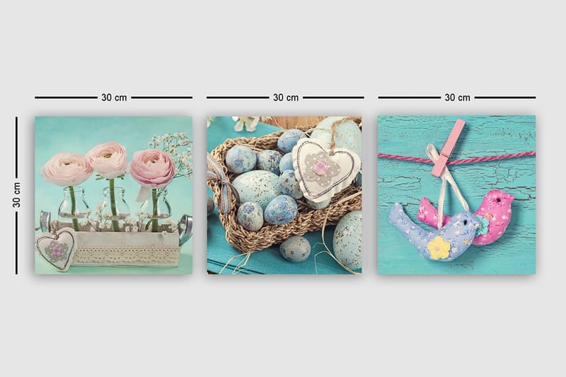 Dekorativ Canvasbilde 3-Deler 30x30 cm - Flerfarget - Innredning - Bilder & kunst - Lerretsbilder