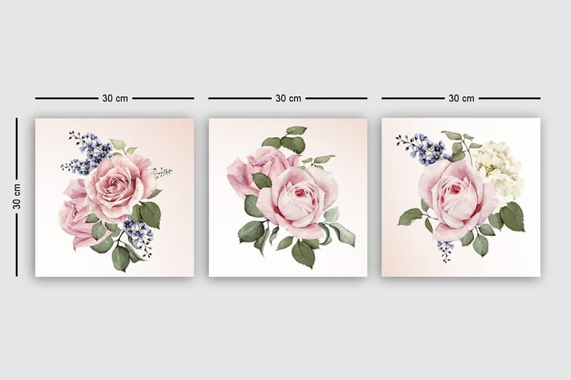 Dekorativ Canvasbilde 3-Deler 30x30 cm - Flerfarget - Innredning - Bilder & kunst - Lerretsbilder