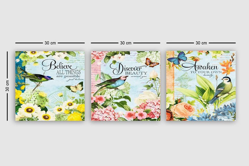 Dekorativ Canvasbilde 3-Deler 30x30 cm - Flerfarget - Innredning - Bilder & kunst - Lerretsbilder